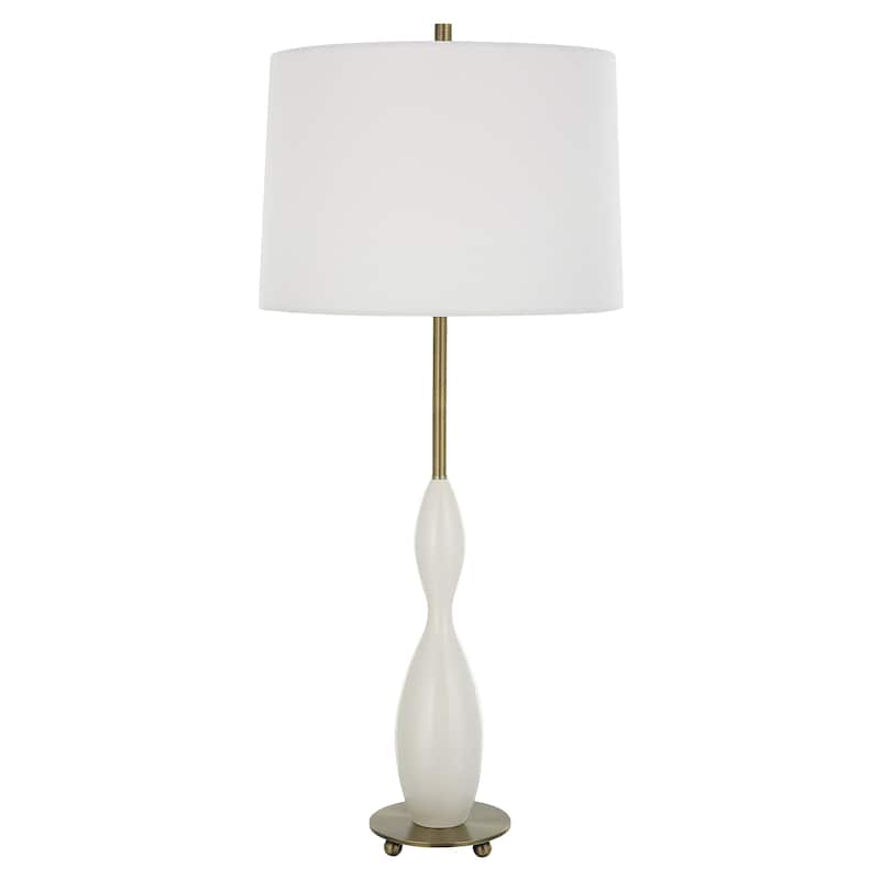 Uttermost Annora Glossy White Table Lamp - 34"H,   Shade 10"H x 15"Dia