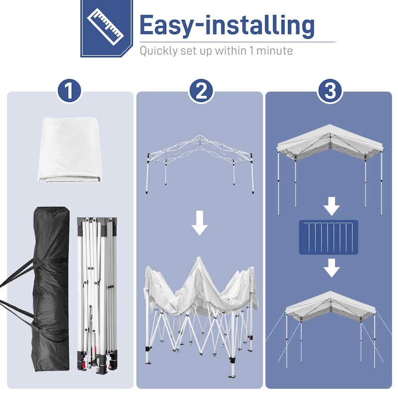 10x10 ft UV Resistant Canopy Pop-Up Gazebo Tent with Waterproof Oxford Fabric and Steel Frame