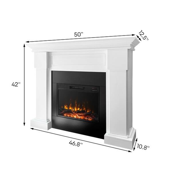 White Electric Fireplace With Mantelnull