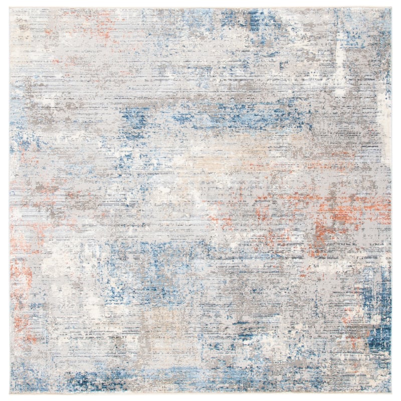 SAFAVIEH Dream Mariuccia Modern Abstract Viscose Rug - 6'7" Square - Grey/Blue