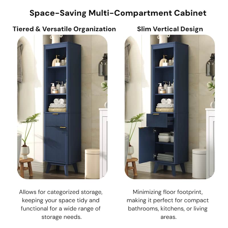 Christopher Knight Home - Modern Linen Tower with Adjustable Shelves, Drawer and Door
