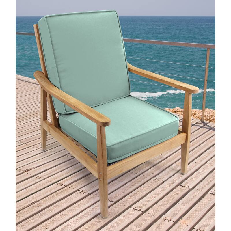 Sunbrella 22" x 45" Mint Green Solid Outdoor Deep Seat Chair Cushion Set with Ties - 45'' L x 22'' W x 4'' H - Canvas Spa