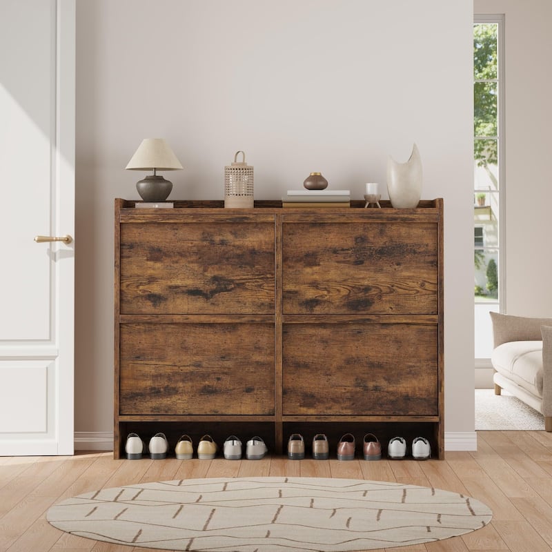 Drawer Wooden Shoe Cabinet with Adjustable Shelves