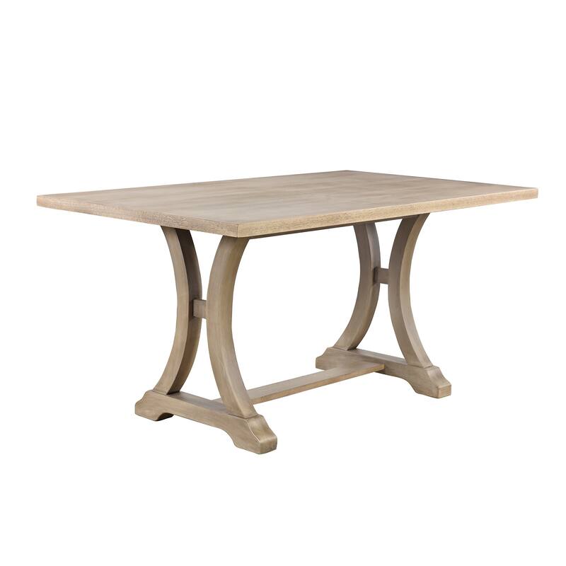 6 Piece Dining Table Chair Set, Wooden Kitchen Furniture Set with Rectangular Table, 4 Upholstered Chairs and Bench