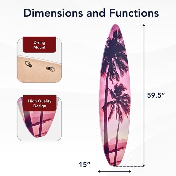 dimension image slide 3 of 10, American Art Decor Surfboard Plaque Wall Sign