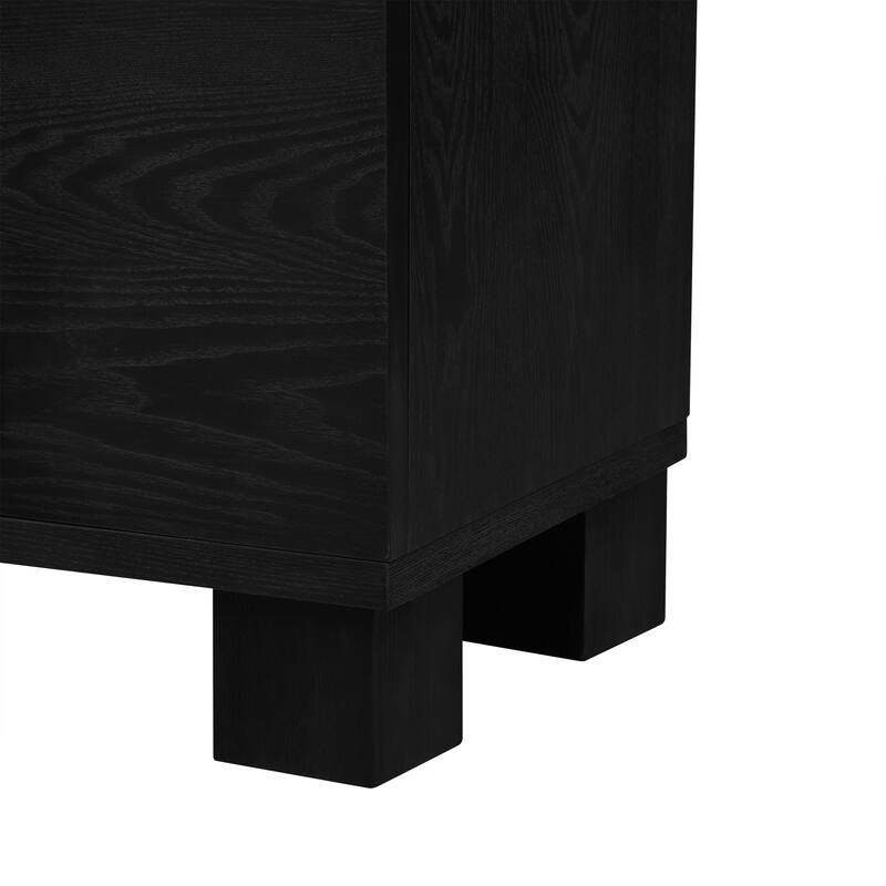 Wood Sideboard with Adjustable Shelves and Gold Handles