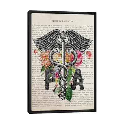 iCanvas "PA, Physician Assistant With Flowers" by Aged Pixel Framed Canvas Print