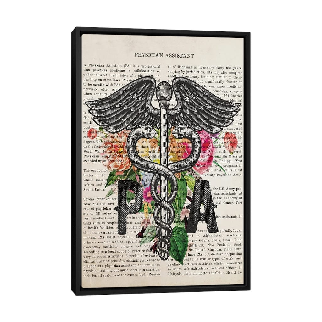 iCanvas "PA, Physician Assistant With Flowers" by Aged Pixel Framed Canvas Print
