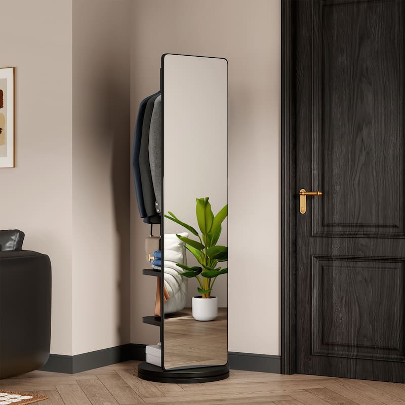 Versatile Full Length Mirror with Integrated Coat Rack for Home Spaces