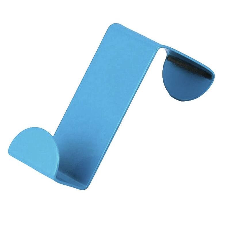 Metal Z Shaped Over Door Hooks Clothes Towel Hanger Holder Blue 2 Pcs