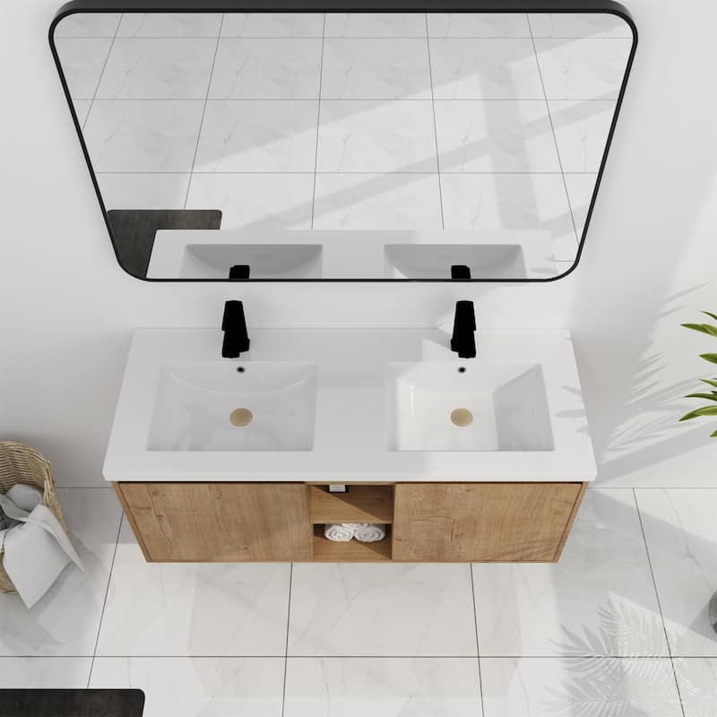 47.6" Wall Mounted Bathroom Vanity With Double Sink