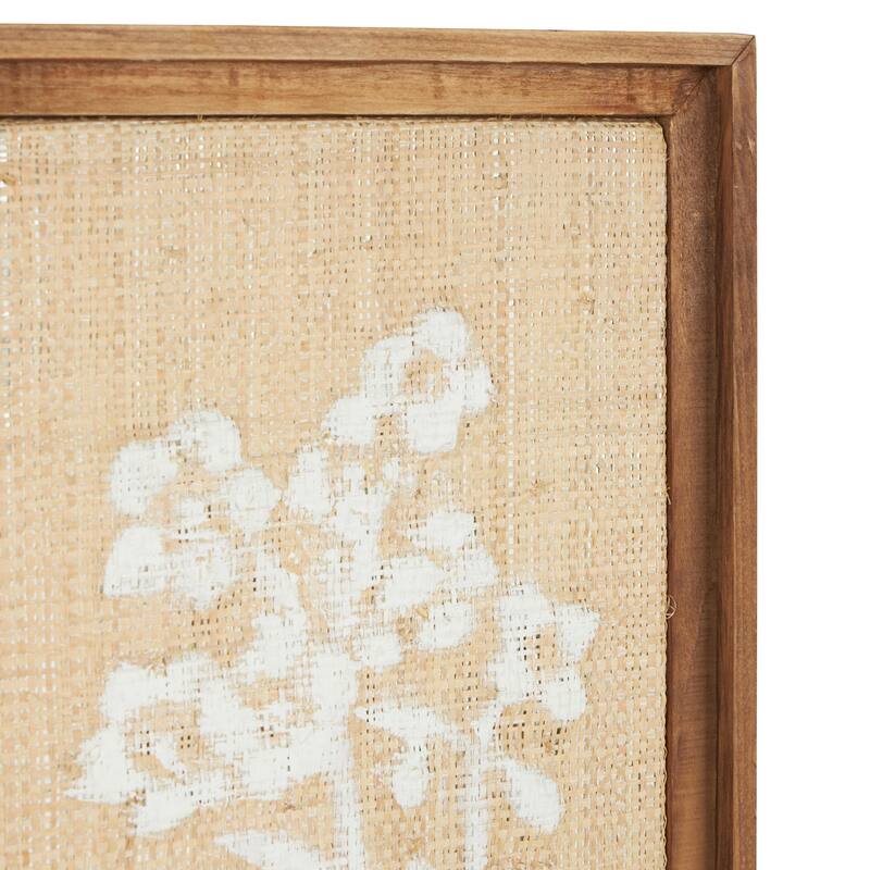 Wood Floral Textured Home Wall Decor with White Painted Accents - Set of 2 Cream - Roche River Decor
