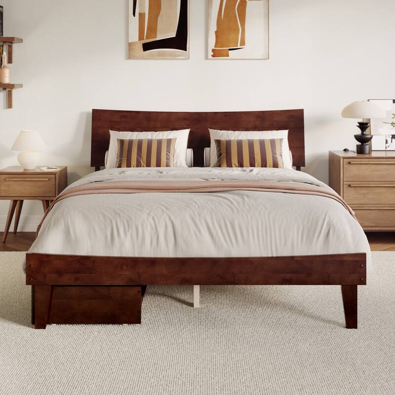 Phoenix Wood Platform Bed with Storage Drawers