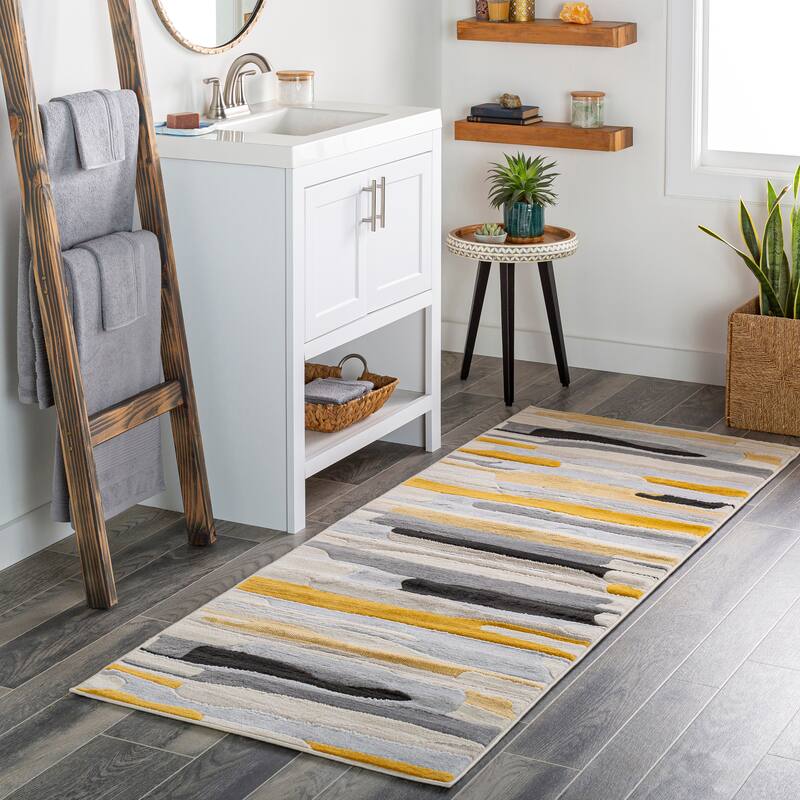 Livabliss Joaquin Contemporary Area Rug - Yellow - 2' 7" x 7' 3"