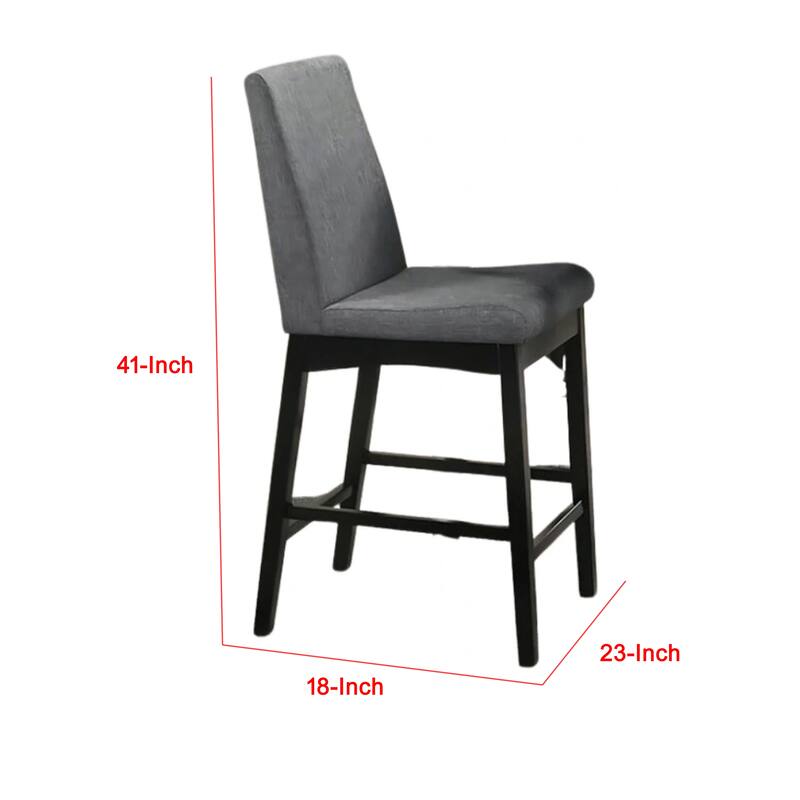 Heni Counter Height Chair, Gray Polyester Cushions, Dark Walnut Brown