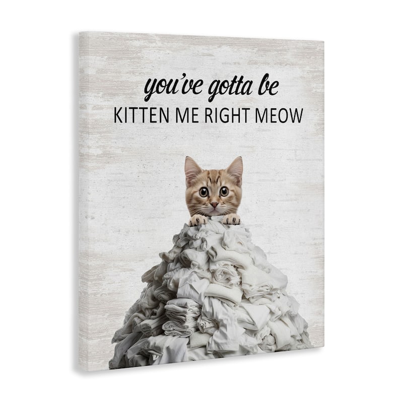Stupell Kitten & Laundry Pile Canvas Wall Art Design By Lettered and Lined