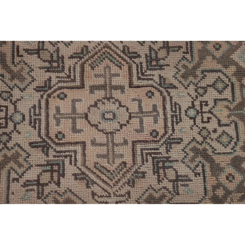 Geometric Pink Tabriz Persian Vintage Rug Hand-Knotted Wool Carpet - 7'11" x 11'2"
