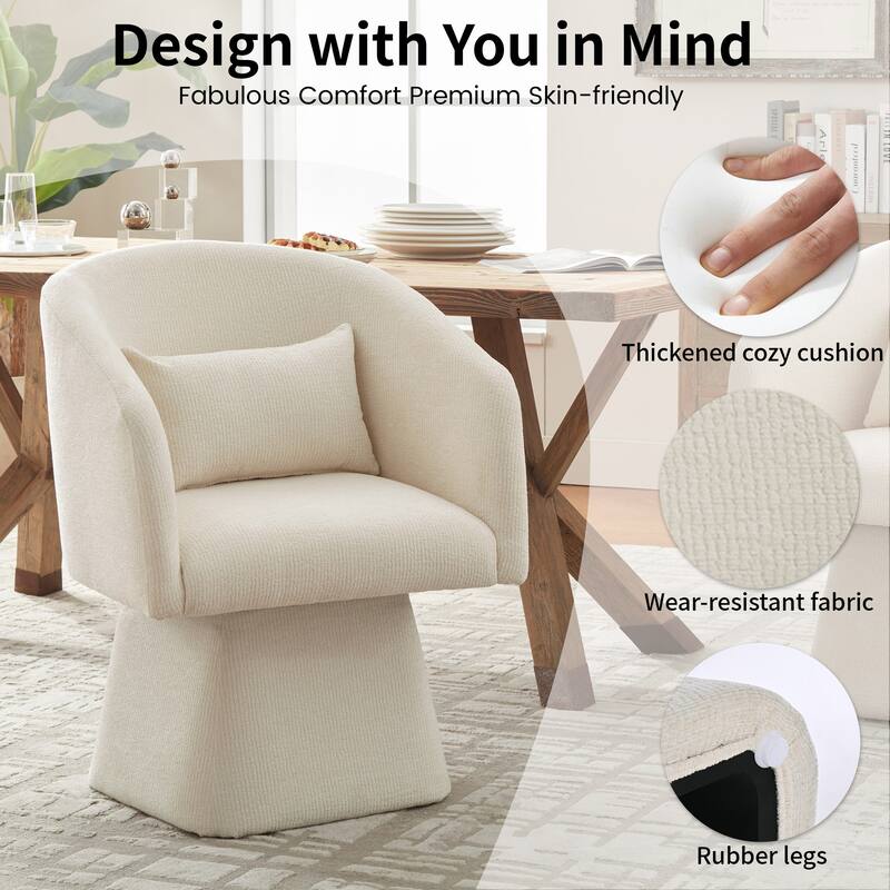 360° Swivel Barrel Fabric Upholstered dining chair with Pillow