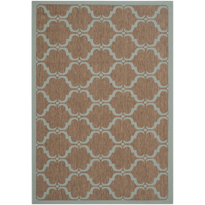 SAFAVIEH Courtyard Charleen Indoor/ Outdoor Waterproof Patio Backyard Rug - 5'3" x 7'7" - Brown/Aqua