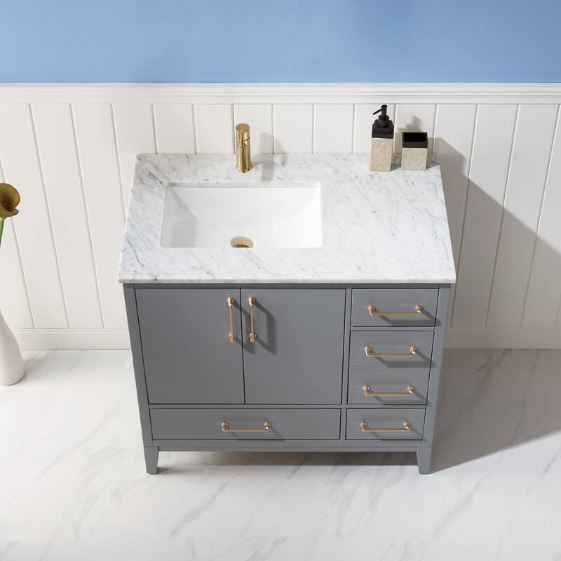 Altair Sutton Single Bathroom Vanity Set and Carrara White Countertop