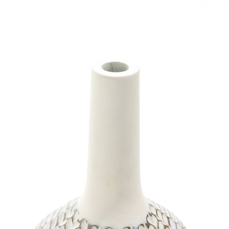 Modern White with Gold Geometric Pattern Polyresin Vase