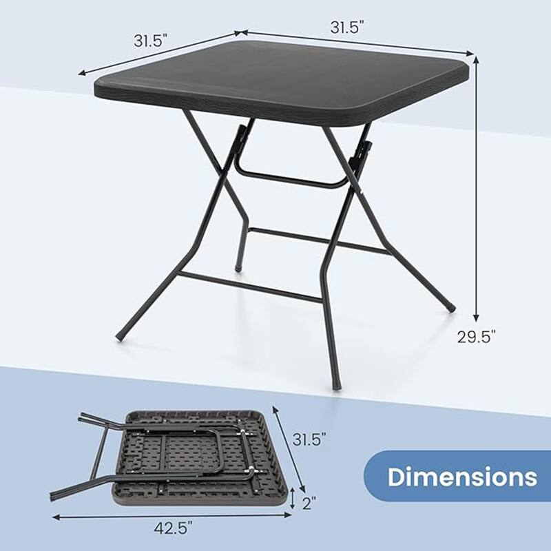 2.6 FT Folding Picnic Table Square Patio Dining Table
