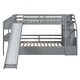 preview thumbnail 4 of 7, Twin over Twin Bunk Bed with Storage Staircase, Slide and Drawers, Desk with Drawers and Shelves,Maximized Space, Gray