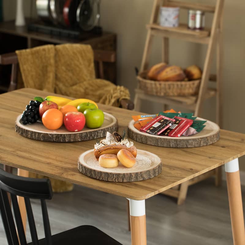 Natural Wooden Bark Round Slice Tray, Rustic Table Charger Centerpiece