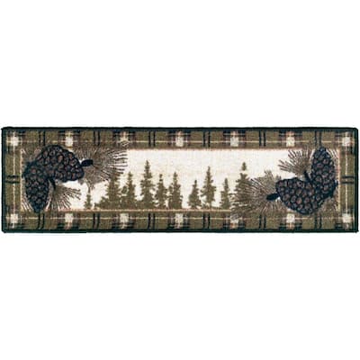 Cozy Cabin Whispering Pines Non Skid Pine Cone Stair Treads 9"x30"