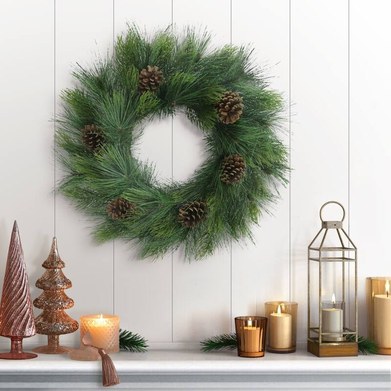 Pine Needle with Pine Cones Artificial Christmas Wreath - 24" - Unlit
