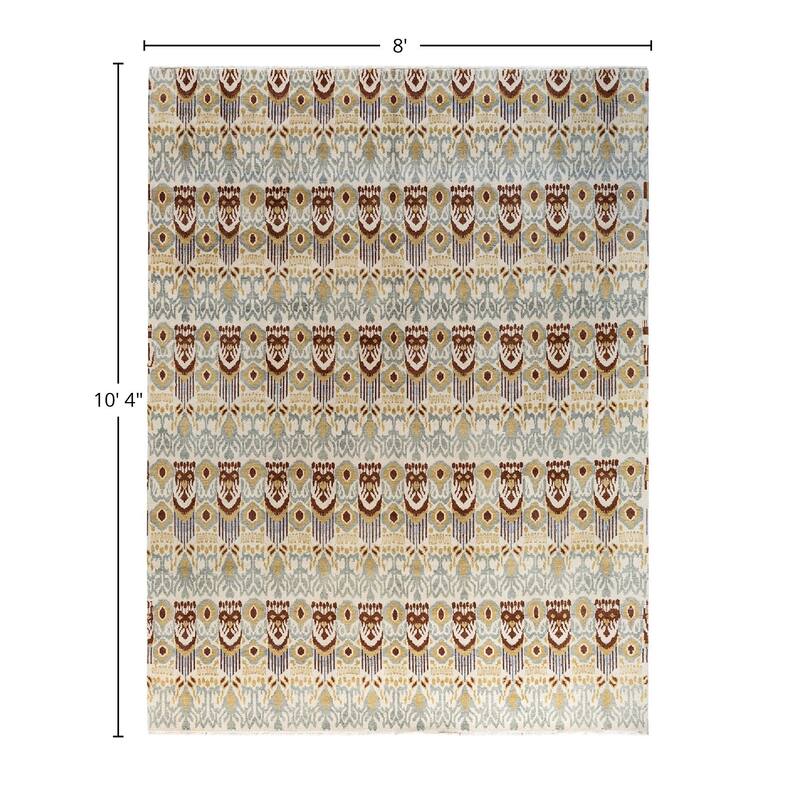 Ikat One-of-a-Kind Hand-Knotted Area Rug - Beige, 8' 0" x 10' 4" - 8' 0" x 10' 4"