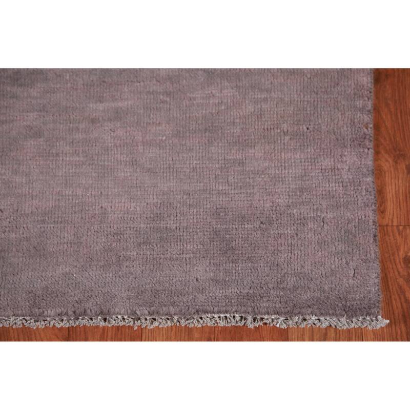 Hand Knotted Oriental 100% Wool Carpet Modern Solid Purples Gabbeh Runner Rug - 10' 2'' X 3' 0''