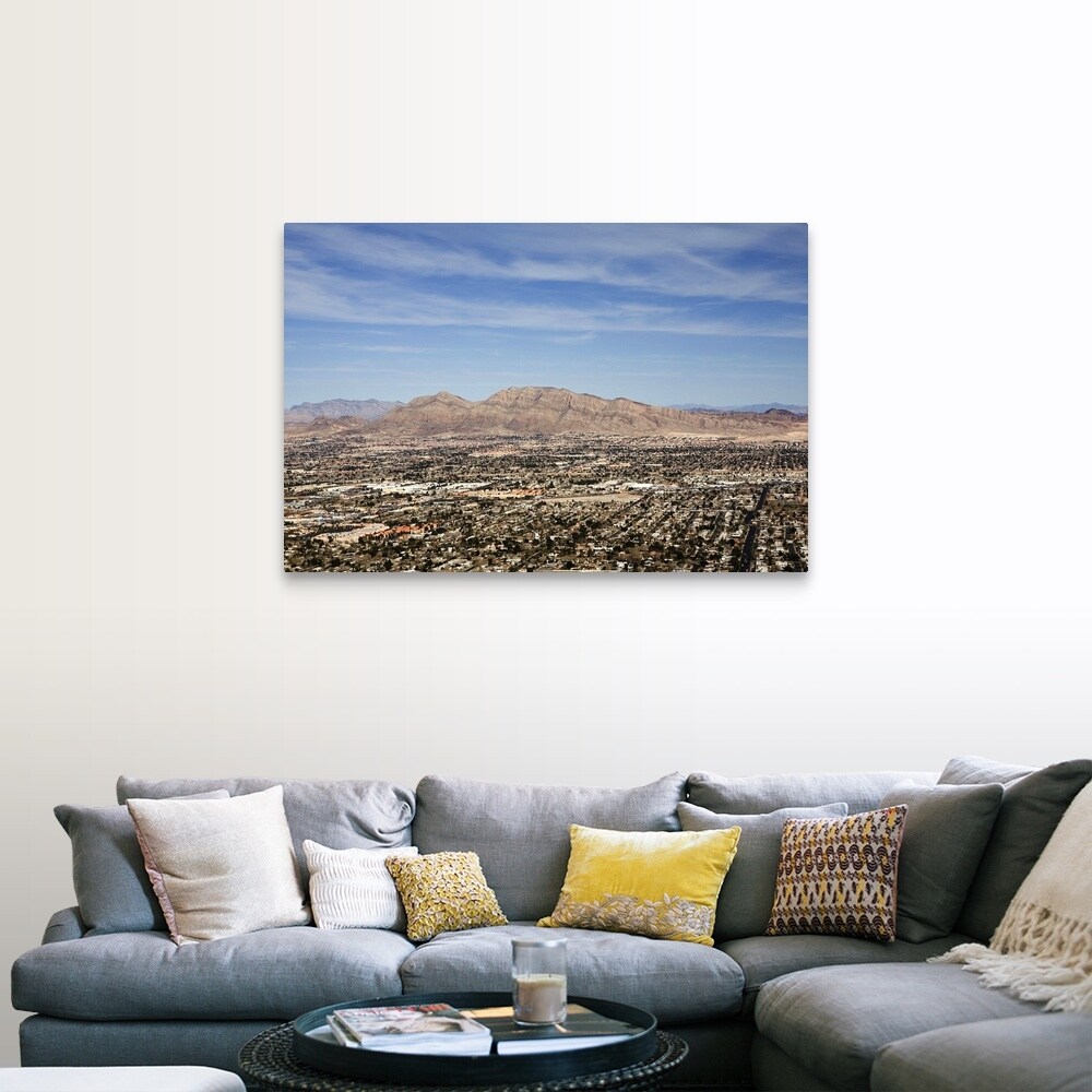 Shop The City Of Las Vegas And Mountains In The Background Nevada Canvas Wall Art Overstock 21006205