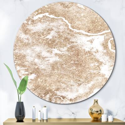 Designart 'Gold Marble Art On White' Modern Metal Circle Wall Art