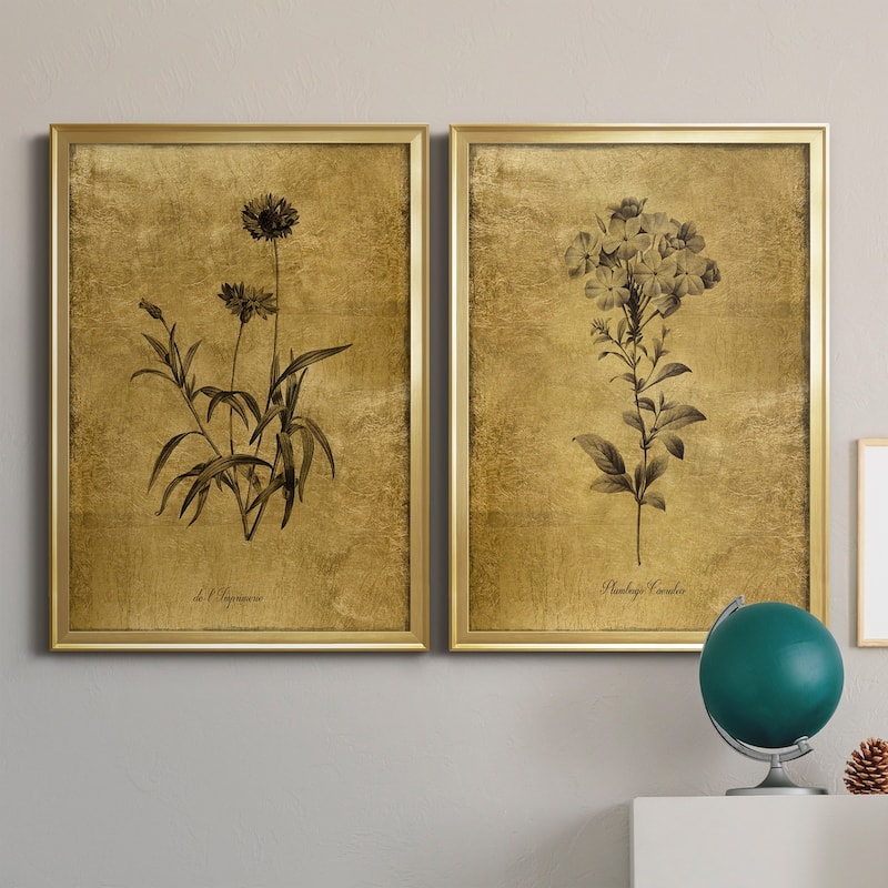 Gold Sketch Botanical I Premium Framed Print - Ready to Hang - Multi-Color