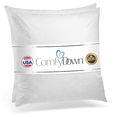 Set of 2 Decorative Throw Pillow Insert, Down and Feathers Fill 100% Cotton Cover Square Pillow Insert