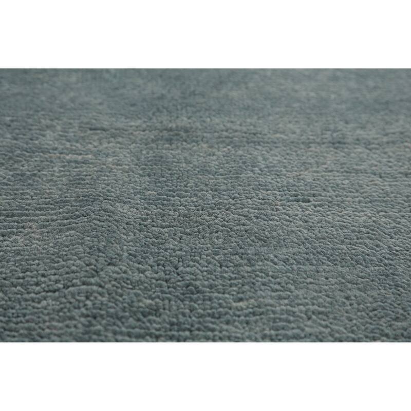 Hand Knotted Oriental 100% Wool Carpet Modern Solid Navy Blue & Blues Gabbeh Area Rug - 13' 0'' X 9' 10''
