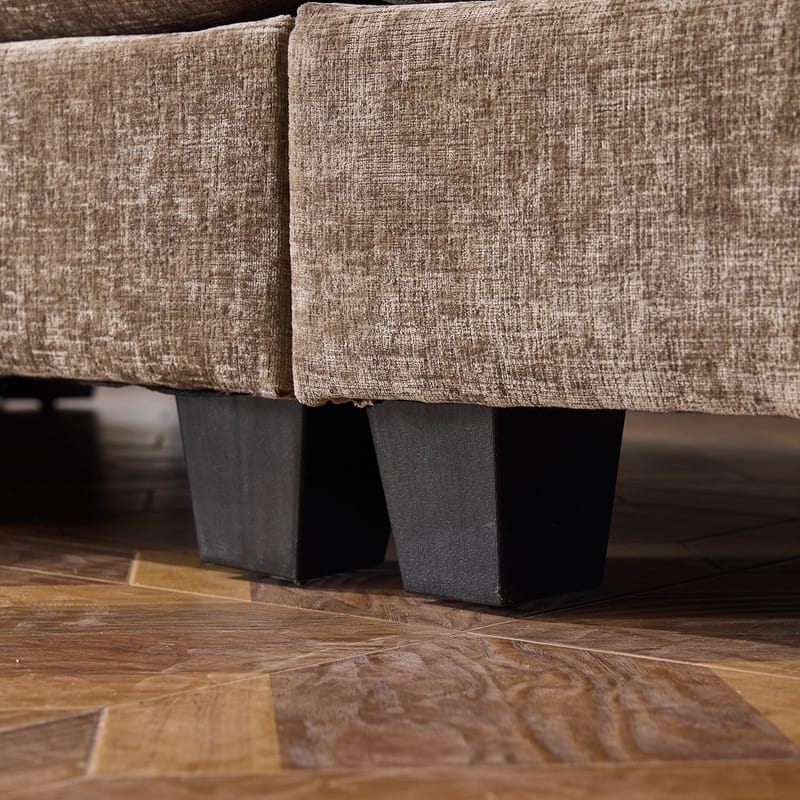 Full KD Double Cushion Chenille Sofa with Ottoman