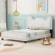 preview thumbnail 2 of 6, Full Size Upholstered Platform Bed with Playful Ear-Shaped Headboard, Solid Wood Frame with Durable Slats