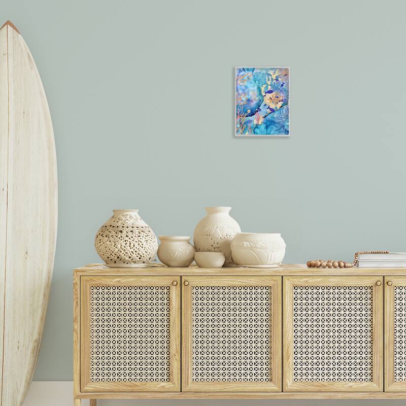 Stupell Coral & Sea Life Collage Framed Giclee Art Design By Amy Tieman