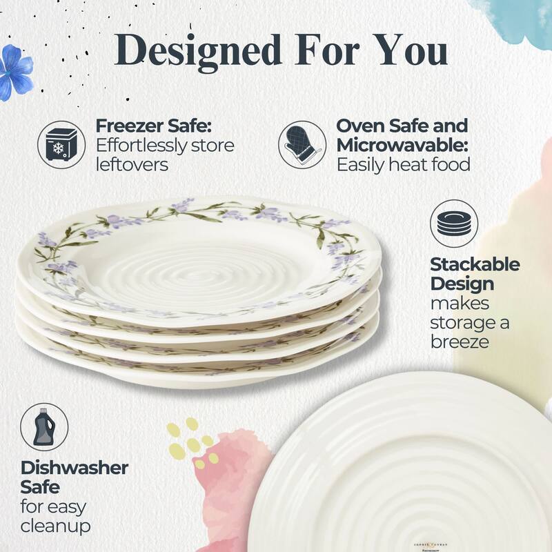 Portmeirion Set of 4 Sophie Conran Lavandula Salad Plates - 8 in