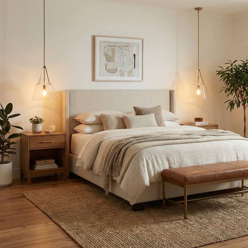 15" Contemporary Brushed Gold Tapered Clear Glass 1-Light Adjustable Pendant Fixture - N/A