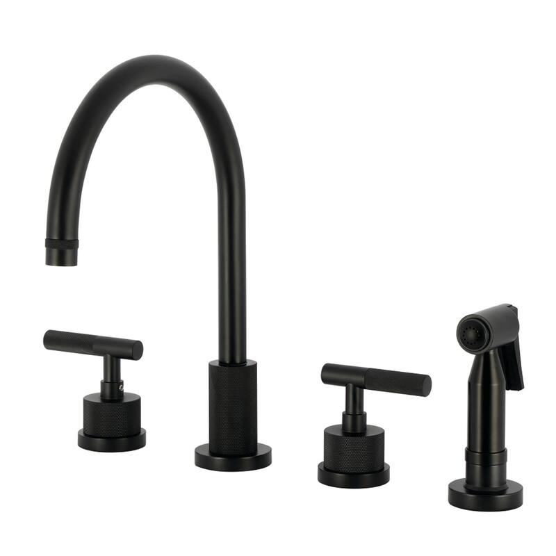 Kingston Brass Essex Double-Handle Wall-Mount Pre-Rinse Bridge Kitchen Faucet - Matte Black