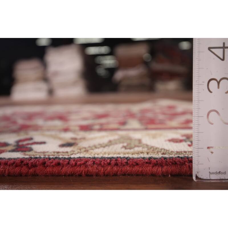 Red & Ivory Oushak Oriental Runner Rug Handmade Floral Wool Carpet - 2'7"x 11'5"