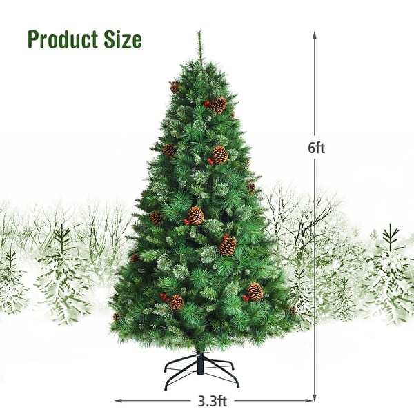 Gymax 6/7/8 FT Pre-lit Artificial Christmas Tree Hinged Xmas Tree w ...