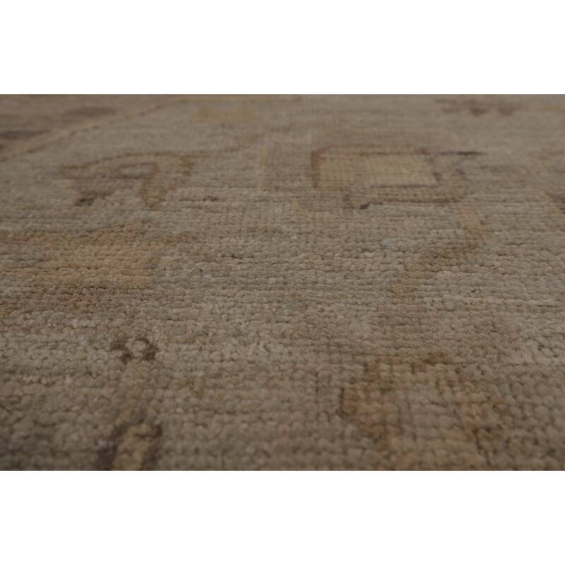 Vegetable Dye Beige Oushak Turkish Area Rug Handmade Wool Carpet - 8'11"x 12'3"