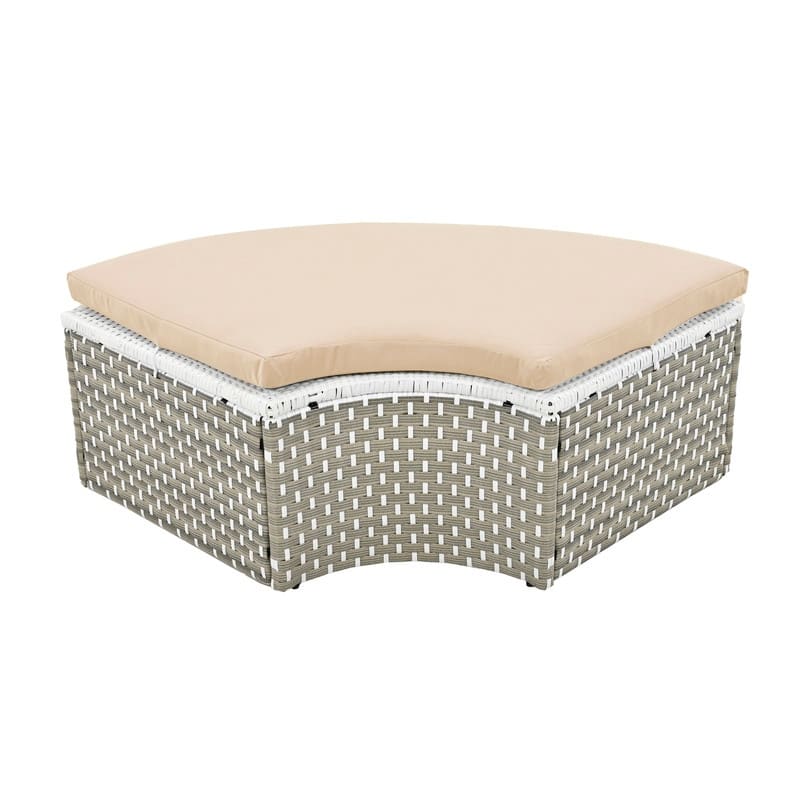 Round Patio Sectional Sofa Set – Two-Tone Rattan Daybed with Retractable Canopy & Modular Seating‌