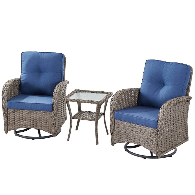 Outdoor Gliders Chair with Side Table Grey-Blue - Grey