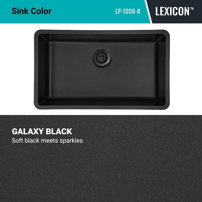 Lexicon Drop-In Quartz 32 Inch Single Bowl Kitchen Sink Kit - 32"x19"