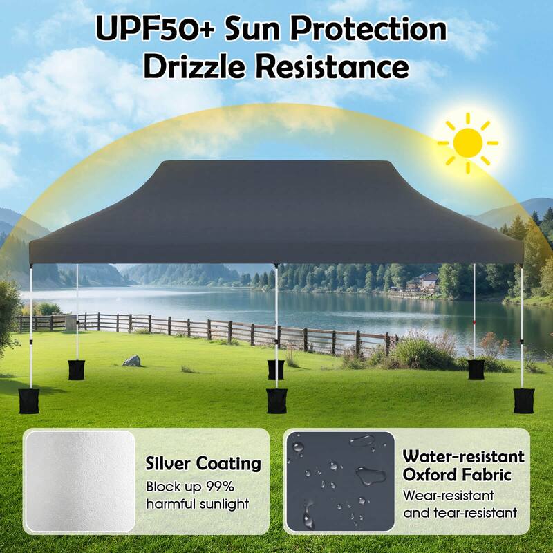 Costway 10 x 20 FT Pop-up Canopy UPF50+ Sun Protection Tent with - See Details